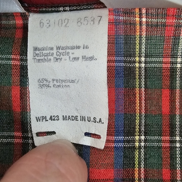 Vintage Levi’s Plaid Western Button Down Shirt Men’s Small Red Blue Green - Picture 12 of 12